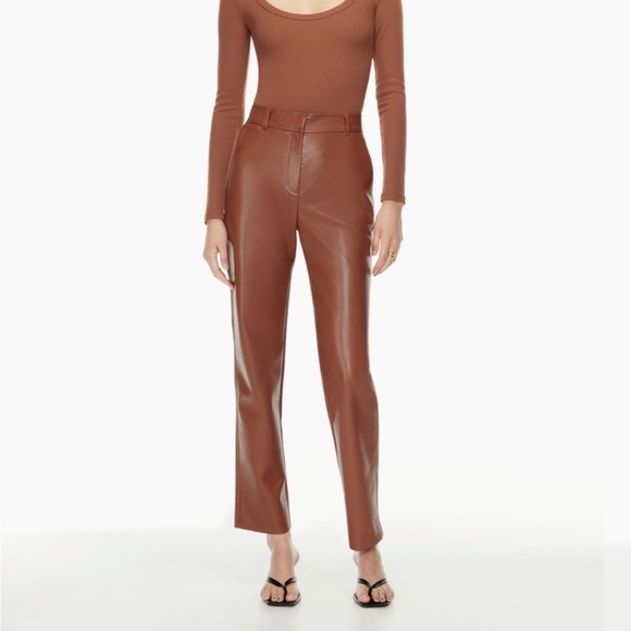 Aritzia Pants - Aritzia Babaton Command Vegan Leather Pant in Brown, Size 4